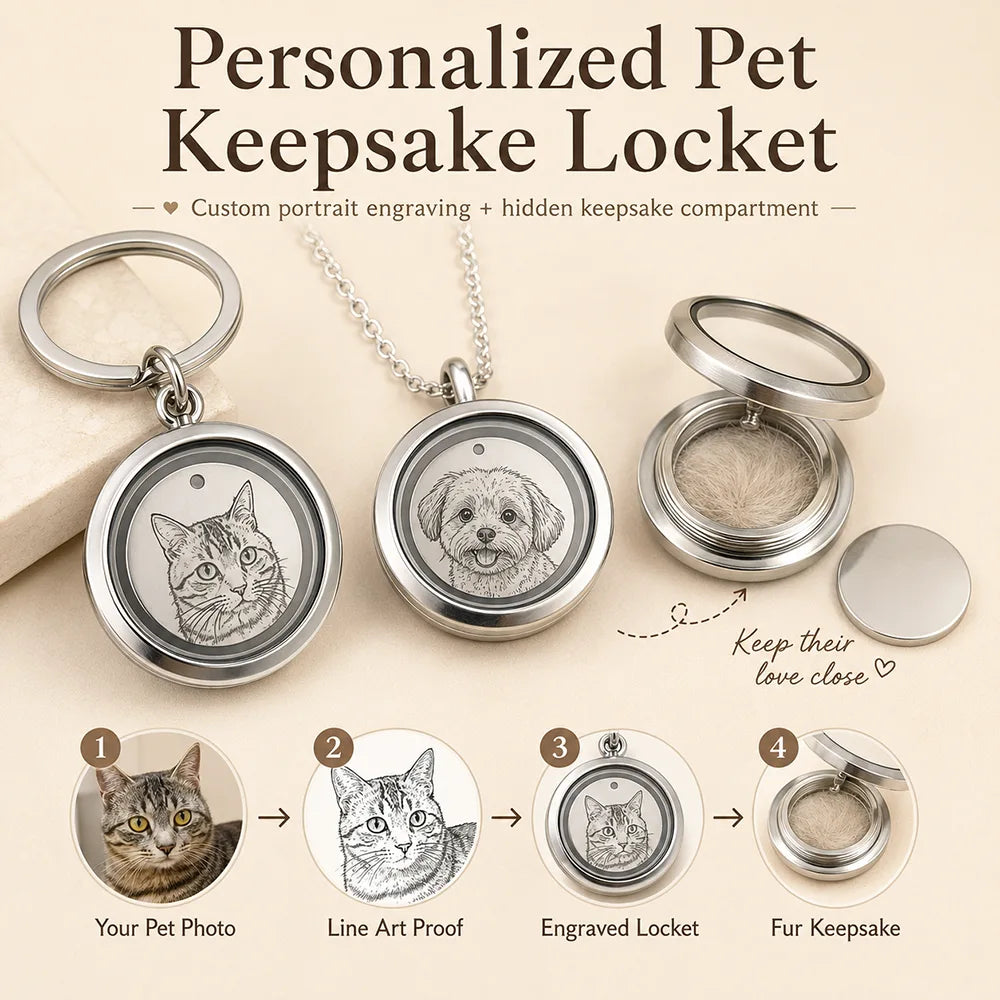Personalized Pet Keepsake Locket – Custom Portrait Engraving