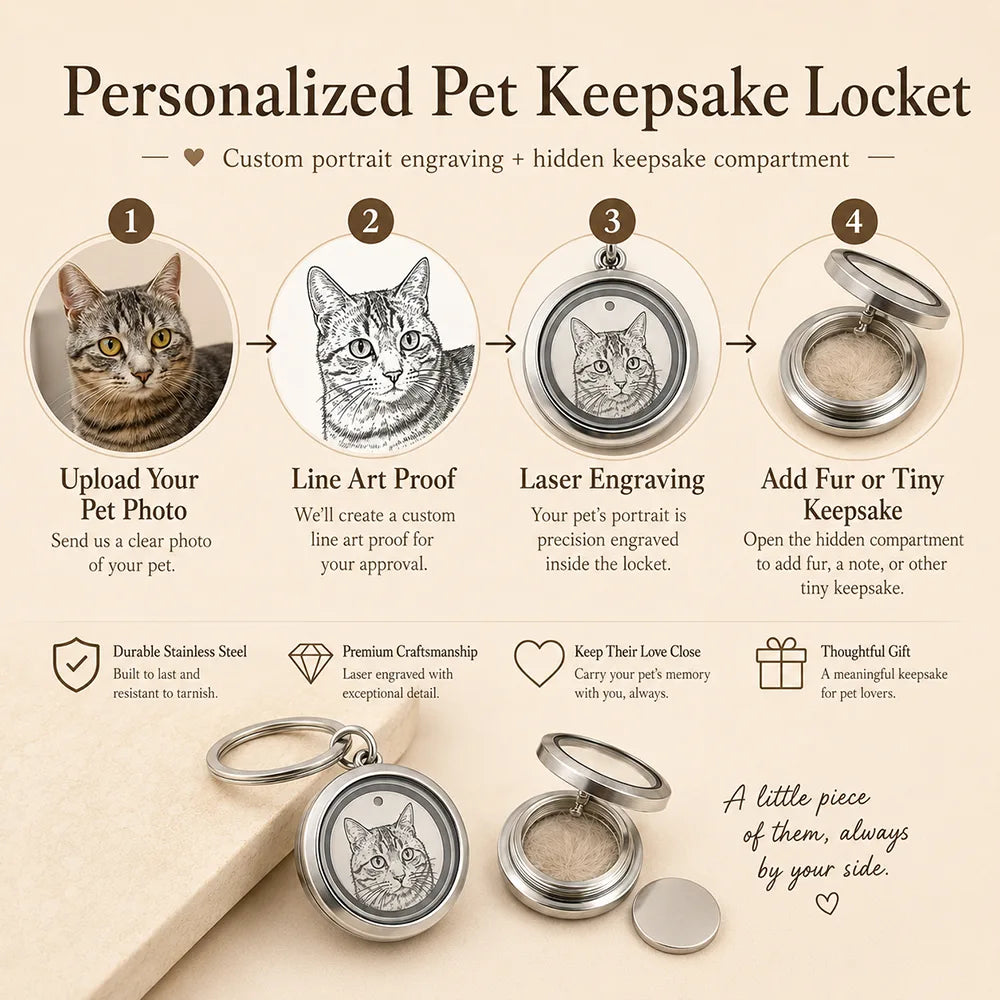 Personalized Pet Keepsake Locket – Custom Portrait Engraving